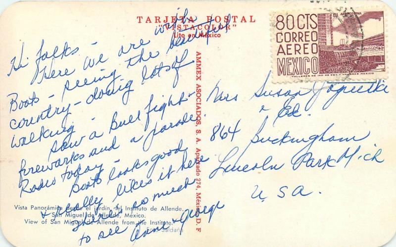 San Miquel de Allende Mexico pm 1963 Postcard