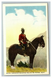 Vintage 1930's Police Postcard Royal Canadian Mounted Police on Patrol Duty