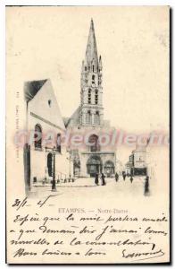 Old Postcard Notre Dame Etampes