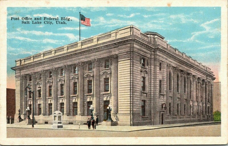 Post Office Federal Building Salt Lake City Utah UT WB Postcard VTG UNP Unused 