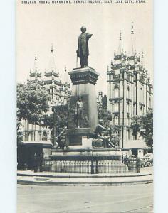 Unused 1940's CONOCO GAS STATION POSTCARD SHOWS MONUMENT Salt Lake City UT p1361