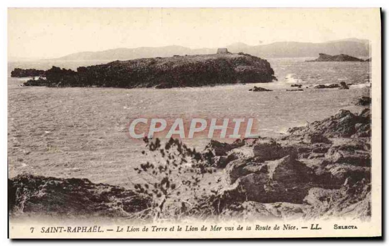 Old Postcard Saint Raphael Lion Land and Sea Lion seen from the Route de Nice