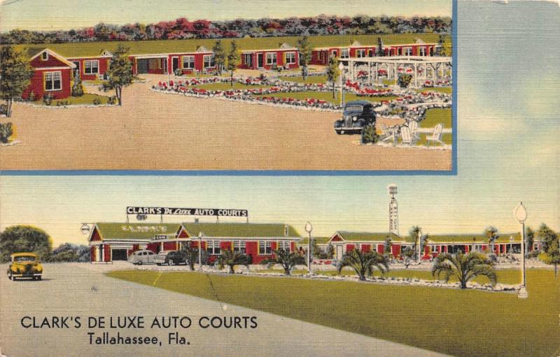 TALLAHASSEE, FL Florida  CLARK'S DE LUXE AUTO COURTS  Roadside  c1950's Postcard