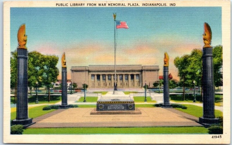 M-110117 Public Library from War Memorial Plaza Indianapolis Indiana USA