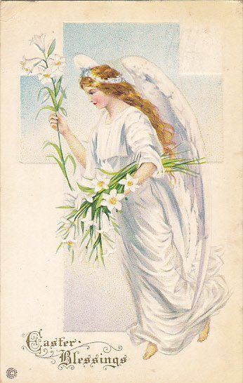 Easter Greetings Angel With Easter Lilies 1917