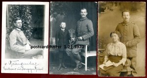 h3347 - GERMANY MILITARY 1910s Lot of 3 Soldiers. Real Photo Postcards