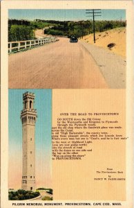 Pilgrim Memorial Monument Provincetown Cape Cod MA Linen Postcard VTG UNP Unused 