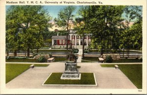 Vtg 1950s University of Virginia Madison Hall YMCA Charlottesville VA Postcard