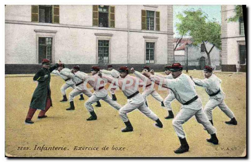 Old Postcard Infantry Boxing Exercise