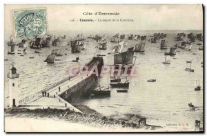 Old Postcard Cancale The departure of the Caravan Boat