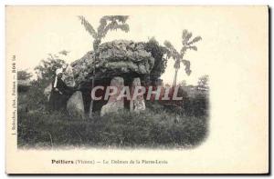 Old Postcard Dolmen Megalith Poitiers dolme Stone levee Woman Spinner Folklore