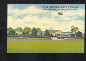 TULDA OKLAHOMA WILL ROGERS MOTOR COURT VINTAGE LINEN ADVERTISING POSTCARD