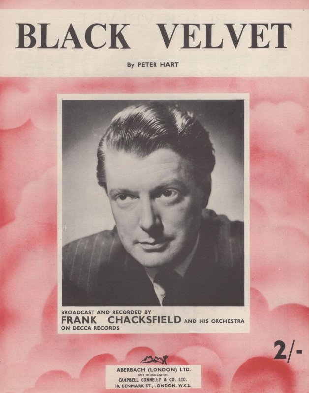 Black Velvet Frank Chacksfield Decca Rare Sheet Music