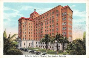 LOS ANGELES, CA California   LUTHERAN HOSPITAL~20's Cars Outside  1930 Postcard