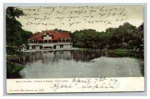 Vintage 1907 Postcard - Boathouse and Lake at Lincoln Park Chicago Illinois