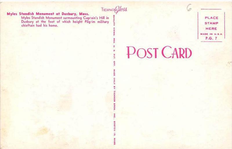 Massachusetts Duxbury   Myles Standish Monument