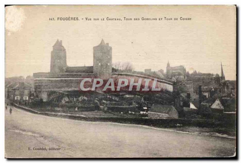 Old Postcard View Fougeres Chateau Tour Des Gobelins and Tower Coicny