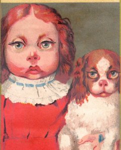 1880s Dickson's Feed Stores Flour Grain Coal Comical Dog Girl Lookalike #2 P137