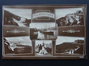 Kent FOLKESTONE 6 Image Multiview - Old RP Postcard