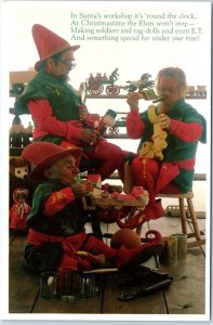 M-57455 Christmas Elves Making Toys with Poem Season's Greetings