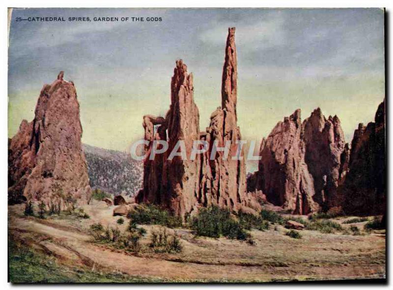 Old Postcard Grand Cathedral Spiers Format Garden of the Gods 20 * 14.5 cm