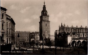 Poland Krakow Rynek Ratusz i Sukiennice Krakau Vintage RPPC 03.82