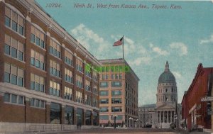 Postcard Ninth St West from Kansas Ave Topeka Kansas KS