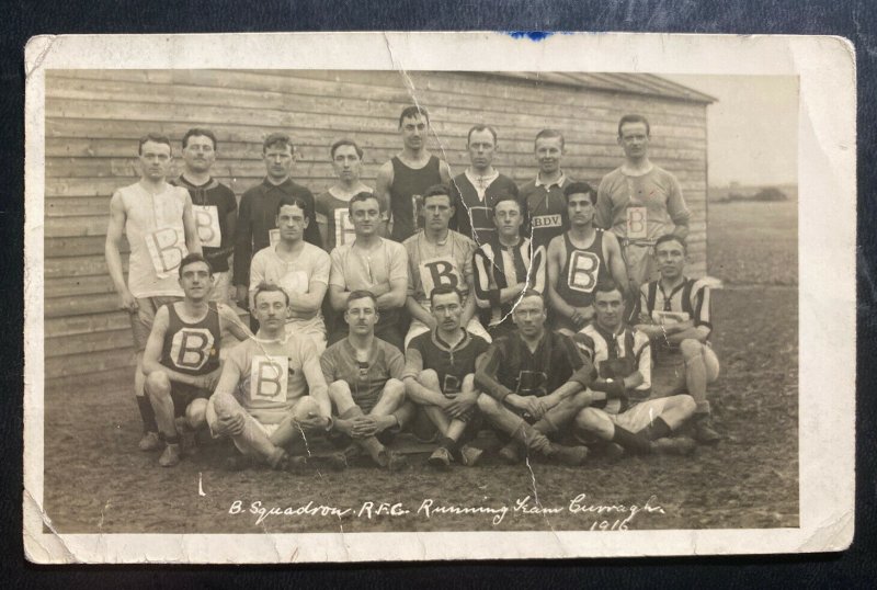 Mint Real Picture Postcard Royal Flying Corps Curragh Camp Ireland Running Team