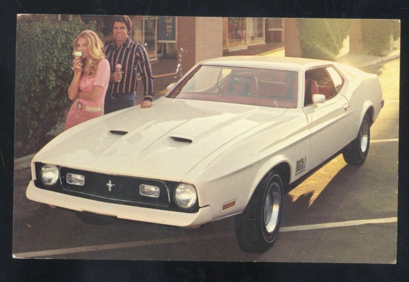 1972 FORD MUSTANG MACH I VINTAGE CAR DEALER ADVERTISING POSTCARD