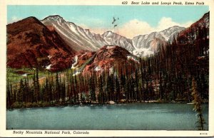 Colorado Rocky Mountains Estes Park Bear Lake and Longs Peak 1939 Curteich