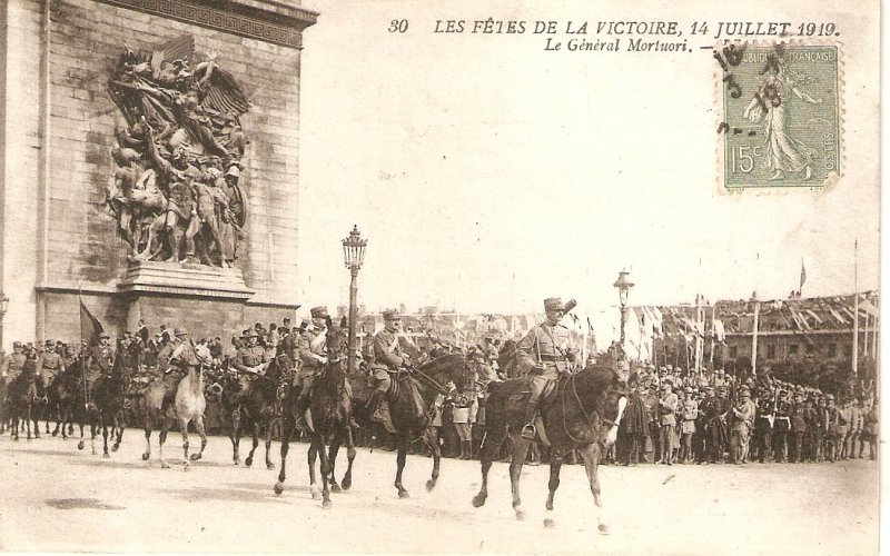 Fetes de la Victoiri.General Mortuori. Horses Old vintage French PC