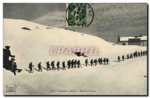 Old Postcard Militaria Alpine hunters Steps d & # 39hiver