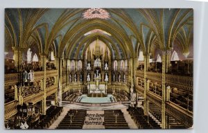 Postcard Montreal Quebec Notre Dame Church Interior 1900s UDB View
