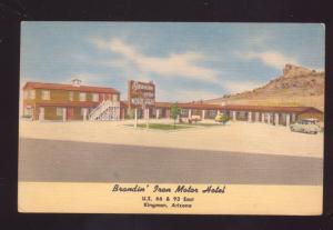 KINGMAN ARIZONA ROUTE 66 BRANDIN IRON MOTEL LINEN ADVERTISING POSTCARD