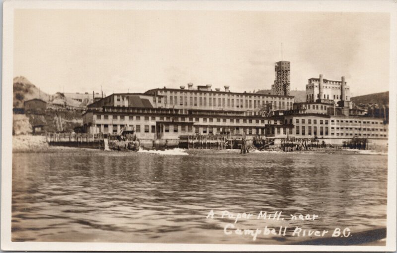 Campbell River BC Paper Mill Real Photo Postcard G68