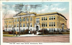 West High School  Minneapolis Minn WB WOB Vintage 1c Stamp Postcard Antique Vtg 