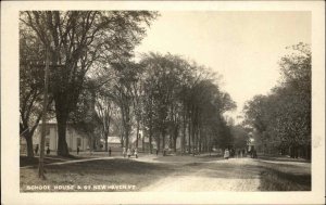 New Haven VT School House & St. c1910 Real Photo Postcard