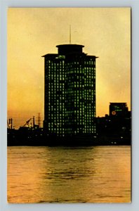 New Orleans LA, International Trade Mart, MS River, Chrome Louisiana Postcard