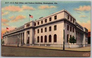 Vtg Birmingham Alabama US Post Office & Federal Building 1940s View Postcard