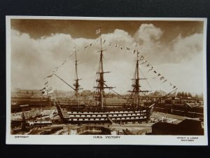 Hampshire Naval HMS VICTORY in Portsmouth Lord Nelson's Flags - Old RP Postcard