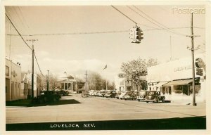 NV, Lovelock, Nevada, Street Scene, 1940s Cars, RPPC