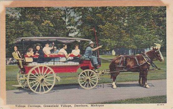 Michigan Dearborn Village Carriage Greenfield Village 1958