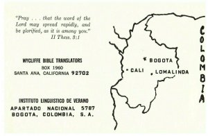 Wycliffe Bible Translators Mission & Colombia Postcard