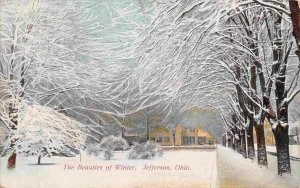 The Beauties of Winter Snow Jefferson Ohio 1910c postcard