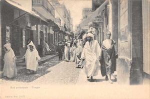 Tanger Tangier Morocco Rue Principale Street Scene Antique Postcard J76374