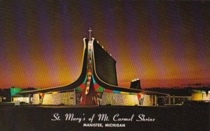 Michigan Manistee St Mary's Of Mt Carmel Shrine At Night