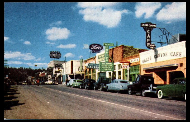 1950s Highway 66 Main Street Flagstaff AZ Postcard