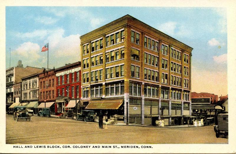 CT - Meriden.  Hall & Lewis Block, Corner of Coloney & Main Sts