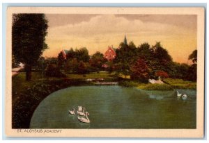 View Of St. Aloysuis Academy Ducks Bridge New Lexington Ohio OH Vintage Postcard