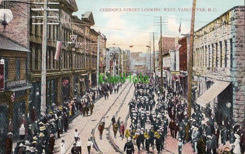 Postcard Cordova Street Looking West Vancouver BC Canada